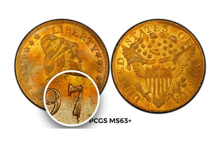 Identificar una Draped Bust auténtica exige examinar detalles únicos: el 1797 grabado, la fisura en el segundo 7 y la figura drapeada de Liberty que mira a la derecha