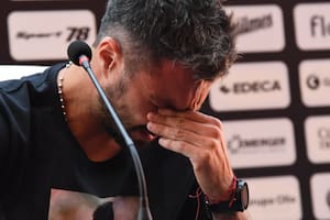 Ignacio Scocco, muy emocionado este jueves al anunciar su retiro del fútbol profesional