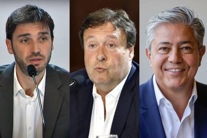 Ignacio Torres, gobernador de Chubut; Alberto Weretilneck, de Río Negro; y Rolando Figueroa, de Neuquén