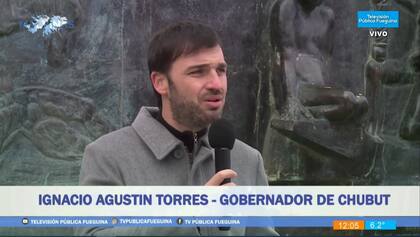 Ignacio Torres, goernador de Chubut, durante el acto del 2 de Abril, en Ushuaia, Tierra del Fuego