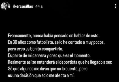 Iker Casillas realizó un polémico posteo en Instagram que luego eliminó