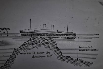 Ilustración de un diario alemán en el que se muestra la encalladura del Monte Cervantes en la roca que provocó su final