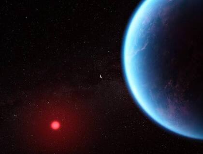 Ilustración del exoplaneta K2-18 b. Foto:Nasa, CSA, ESA, J. Olmsted (STScI), Science: N.