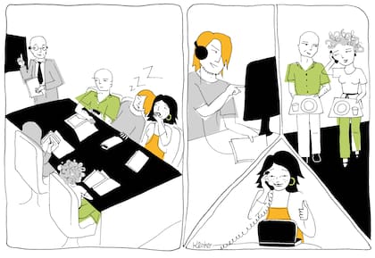 Ilustración del libro "Turbulencia generacional" de Paula Molinari. Ilustración de Klinko