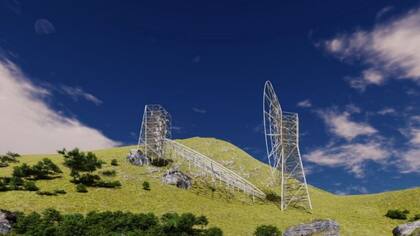 Ilustración del proyecto del radiotelescopio "BINGO", actualmente en construcción en el estado de Paraíba, en el noreste de Brasil