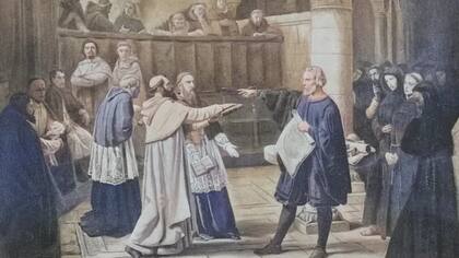 Ilustración del segundo proceso que Galileo Galilei enfrentó contra la Inquisición