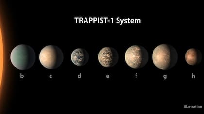 Ilustración del sistema solar de Trappist-1, lo que evidencia la "zona habitable"