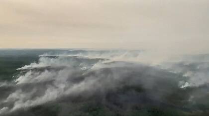 Imagen aérea de los incendios forestales en Yakutia