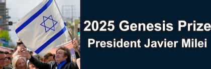 Imagen compartida por la Genesis Prize Foundation luego de condecorar al Presidente