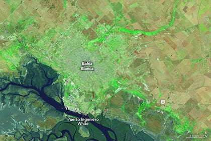 Imagen de Bahía Blanca y alrededores del 30 de enero de 2025 (antes de la inundación)