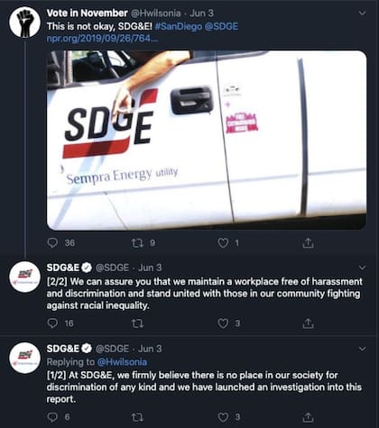 Imagen de Cafferty y su supuesto gesto en el vehículo de la empresa que fue compartida por un usuario en Twitter