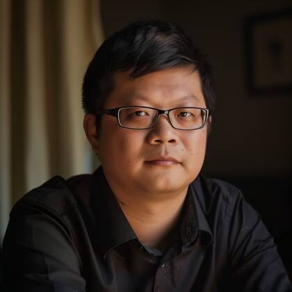 Imagen de Jianwei Xun, el filósofo inventado con inteligencia artificial. Esta fotografía también es producto de la IA. .Crédito: Andrea Colamedici.