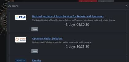 Imagen de la subasta por los datos del PAMI