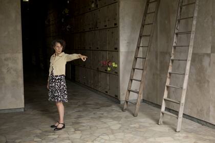 Imagen de Susana Pampín de cuando Nada de carne sobre nosotras se presentó como un trabajo en proceso en el marco del FIBA; luego de un año, este proyecto inauguró la edición actual del festival internacional