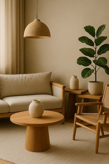 Imagen de un interior estilo y orgánico generada con IA