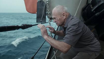 Imagen del documental: el protagonista, de regreso al barco donde pidió asilo y fue rechazado