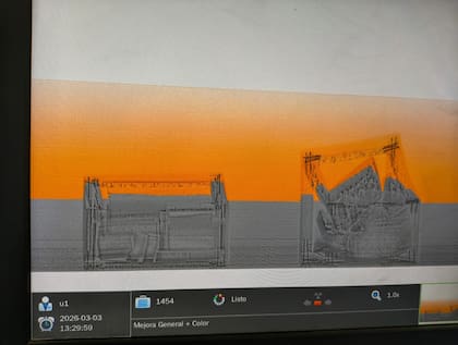 Imagen del escner que permiti identificar los paquetes rectangulares ocultos dentro del mobiliario que trasladaba la camioneta detenida en Orn