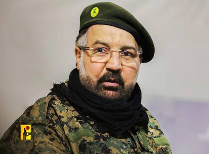 Imagen del fallecido comandante del Hezbollah Fouad Shukur