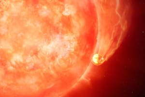 Imagen ilustrativa de una estrella que devora un planeta