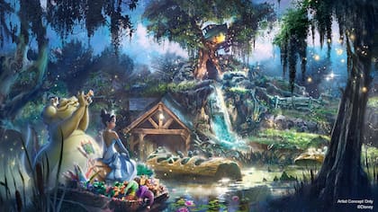 Ilustración promocional publicada junto al anuncio de la remodelación de la “Splash Mountain“, en los parques de California y Florida (Disney)