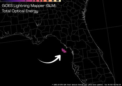 Imágen que ilustra el recorrido del bólido avistado el martes 3 de febrero por la noche en el Golfo de México