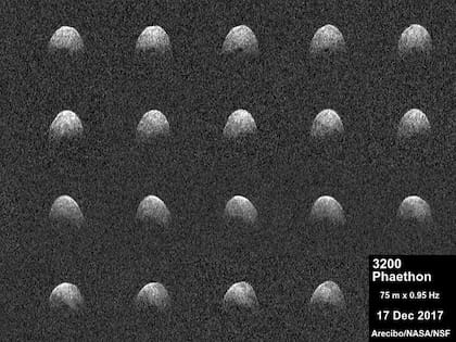 Imágenes del radar del asteroide 3200 Faetón (Observatorio de Arecibo/NASA/NSF)