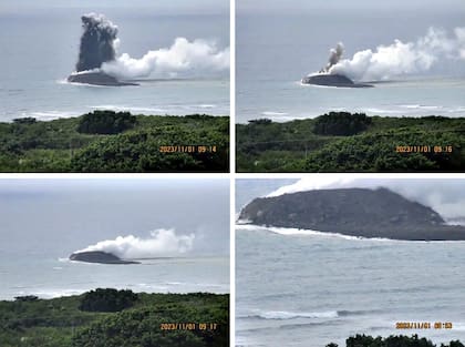 Imágenes del volcán bajo el mar que está creando una nueva isla en Japón