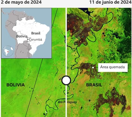 Imágenes: NASA • Las imágenes satelitales tienen colores alterados para resaltar las áreas quemadas