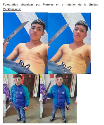 Imágenes registradas dentro de la unidad penitenciaria, donde se observa a un interno posando con un arma blanca de gran tamaño