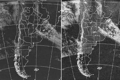 Imágenes satelitales a las 17:08 horas (izquierda) y 17:38 horas (derecha)