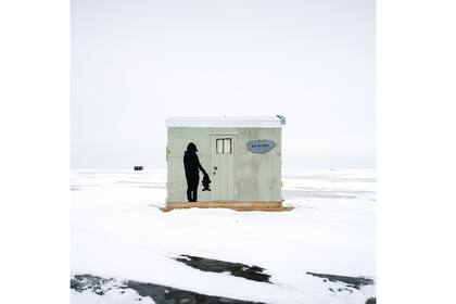 Cabañas de pesca en hielo, lago Winnipeg por Sandra Herber