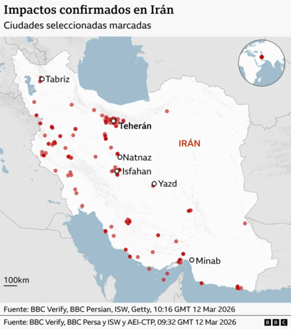 Impactos confirmados en Irán