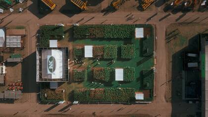 Imponente: vista aérea del plot de NK en Expoagro.