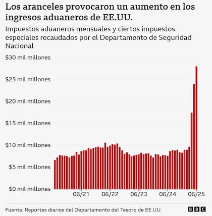 Impuestos aduaneros mensuales y ciertos impuestos especiales recaudados por el Departamento de Seguridad Nacional