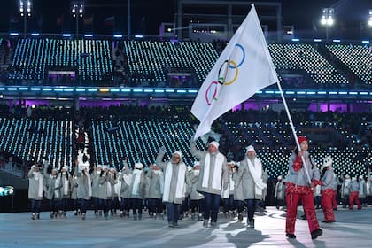 La delegación rusa durante la ceremonia de apertura de Pyeongchang 2018, en los últimos Juegos de Invierno