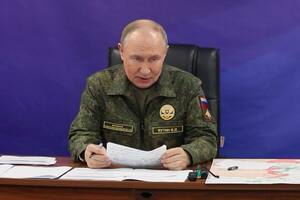 In this image made from video released by the Russian Presidential Press Office on Sunday, Oct. 26, 2025, Russian President Vladimir Putin speaks while visiting one of the command posts of the Joint Group of Forces. (Russian Presidential Press Office via AP)