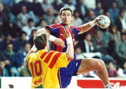 Iñaki Urdangarin cuando era jugador del FC Barcelona de handball