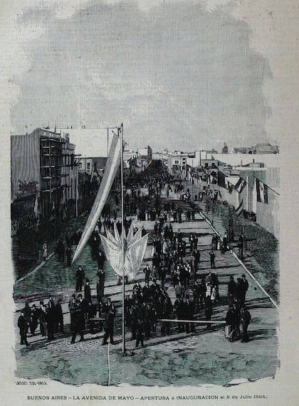 Inauguración de la Avenida de Mayo, en julio de 1894