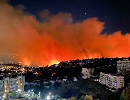 Incendio en Viña del Mar, Valaparíso, Chile 