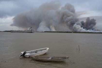 Incendios en las islas del delta del río Paraná, a la altura de Ramallo