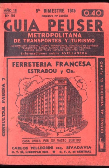 Inconfundible tapa roja de la guía Peuser.