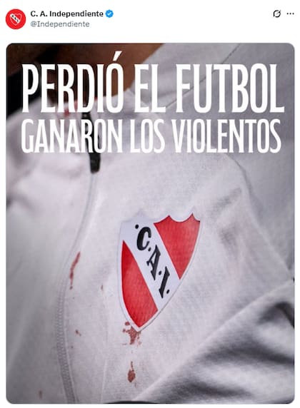 Independiente se manifestó luego de la decisión de la Conmebol (Fuente: X @Independiente)