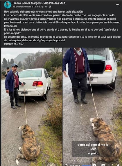Indignación en San Martín de los Andes: un hombre fue filmado arrastrando a su perro atado al baúl del auto