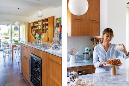 Lámparas colgantes (Electro Tucumán). Individual de macramé (Vero Alessandrini). Vajilla (Candela González Arzac). Pie de torta (Solo para Mí).