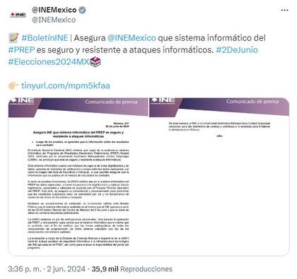 INE informó que el PREP, sistema informático electoral, es seguro y resistente a ataques informáticos
