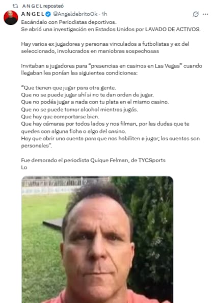Información difundida por Ángel de Brito en su cuenta de X