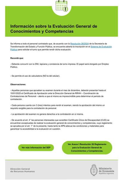 Información sobre la Evaluación General de Conocimientos y Competencias