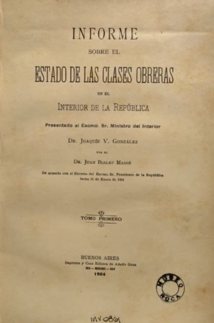 Informe Bialet Massé, Colección Museo Roca.