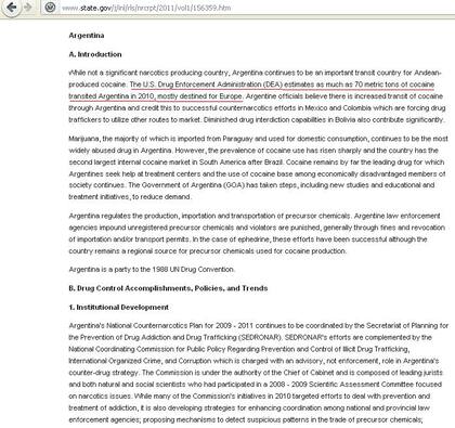 Informe de Estrategias Internacionales de Control de Narcóticos (INCS) 2010 de la DEA