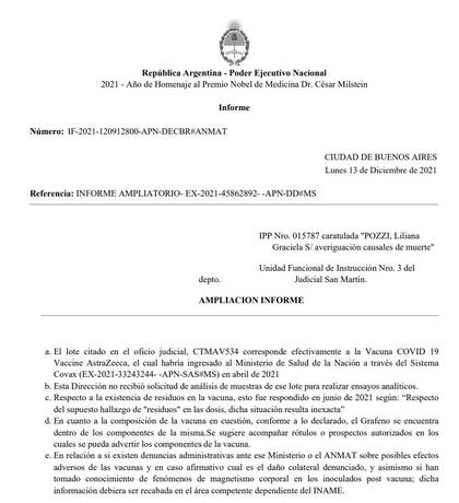 Informe de la Anmat con el error de tipeo que despertó la polémica